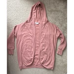 Olive+Oak Knit Cardigan Open Pink Casual Soft Sweater Pockets Women’s Medium